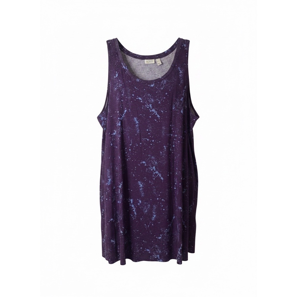 LOGO Lori Goldstein Purple Splatter Print Scoop Neck Tank Top Womens XL